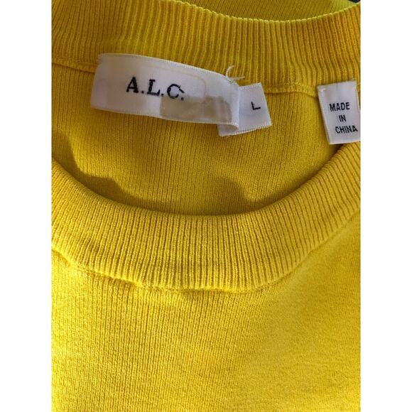 A.L.C. Hadley Dress Knit Long Sleeve Crewneck Mini Sheath Lemon Yellow Large - Picture 9 of 10